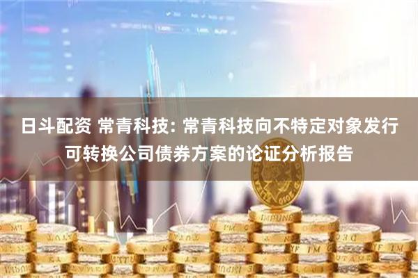 日斗配资 常青科技: 常青科技向不特定对象发行可转换公司债券方案的论证分析报告