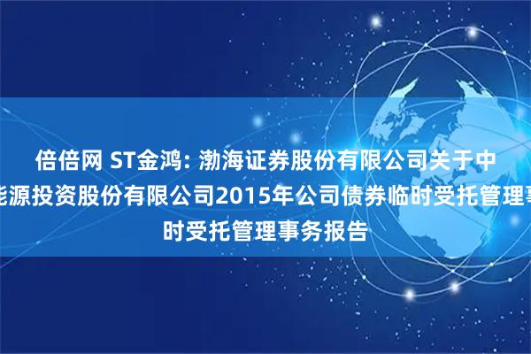倍倍网 ST金鸿: 渤海证券股份有限公司关于中油金鸿能源投资股份有限公司2015年公司债券临时受托管理事务报告